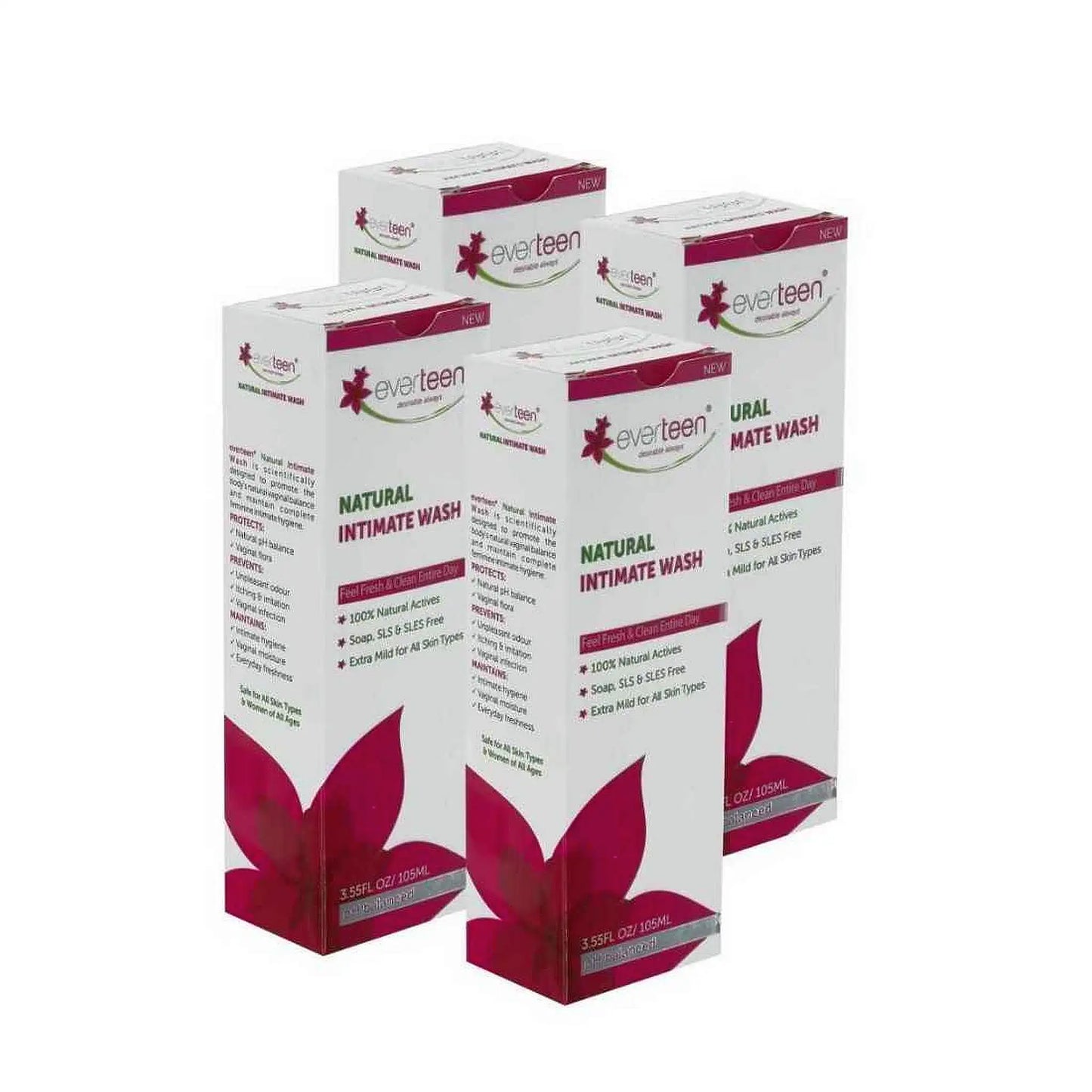 everteen Natural Intimate Wash for Feminine Hygiene in Women - 4x105ml Pack