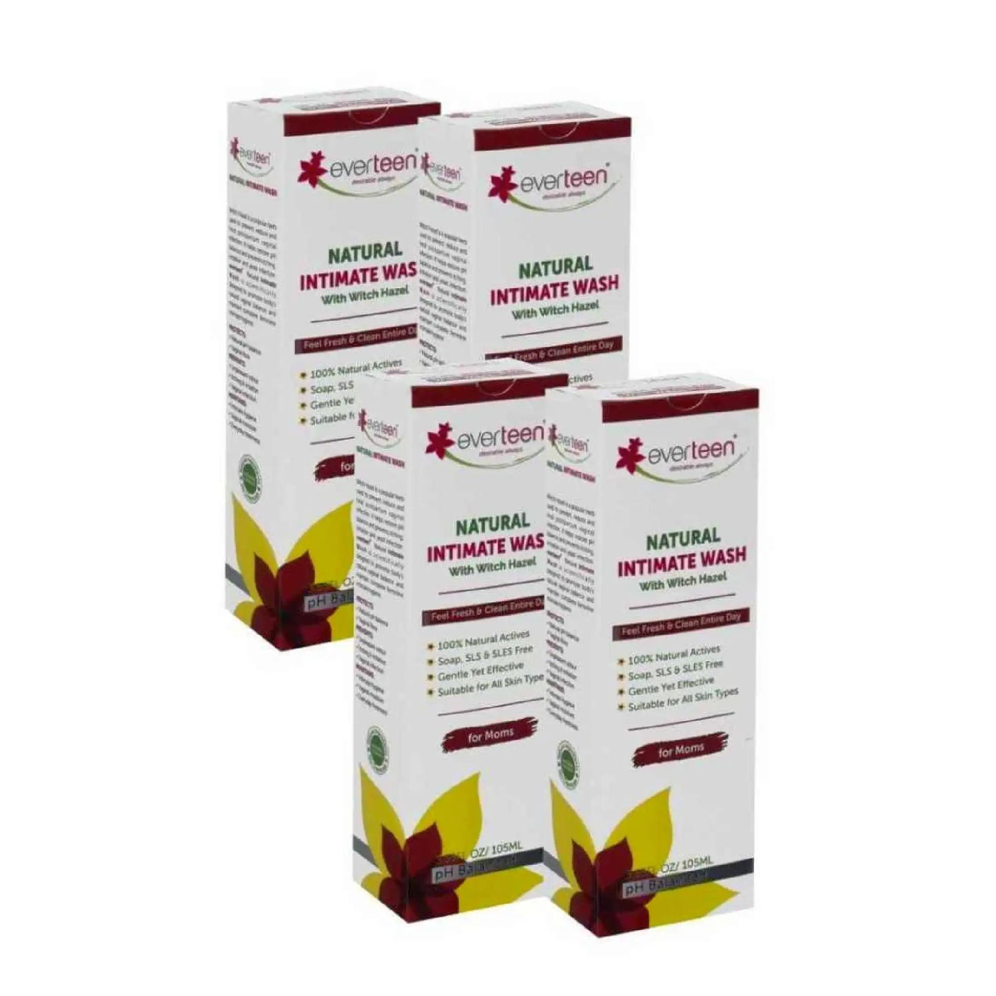 everteen Witch Hazel Intimate Wash for Postpartum in Moms - 4x105ml Pack