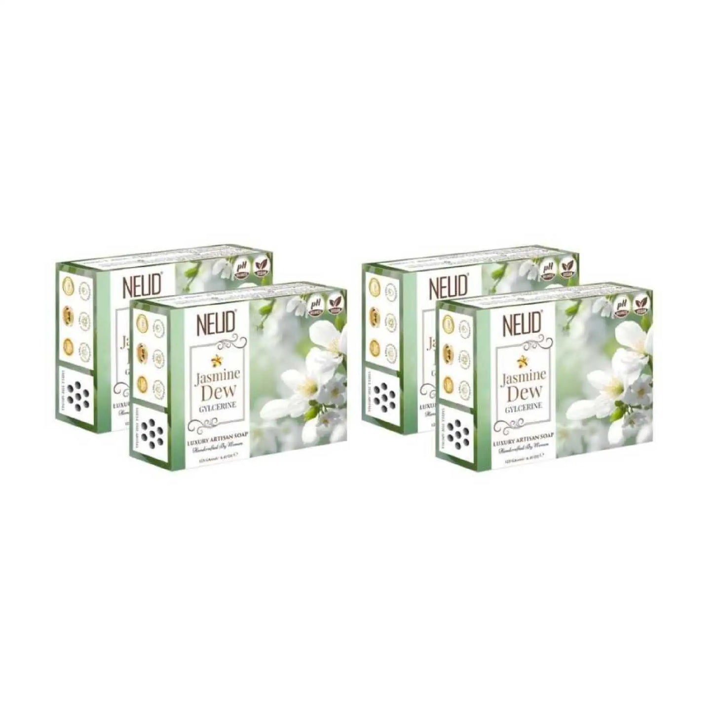 NEUD Jasmine Dew Glycerine Handmade Soap 4x125g - Luxury Artisan pH-Balanced
