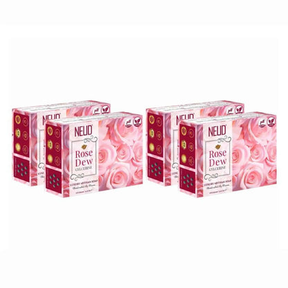 NEUD Rose Dew Glycerine Luxury Handmade Soap 4x125g - Artisan, pH-Balanced, Vegan