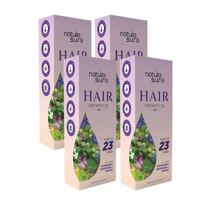 Nature Sure Hair Growth Oil 4x150ml – Rosemary, Bhringraj and Henna, AYUSH-Certified
