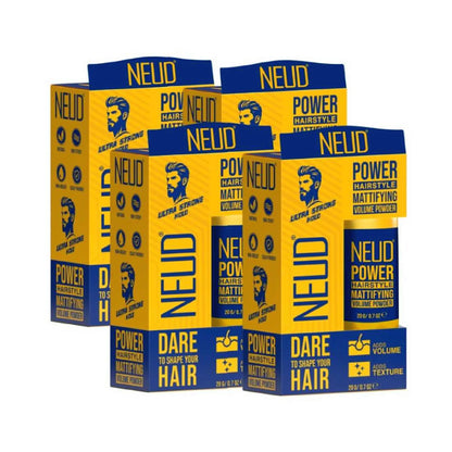 NEUD Power Hairstyle Mattifying Volume Powder Wax Enriched With Aloe Vera and Argan Oil - 4x20g Pack