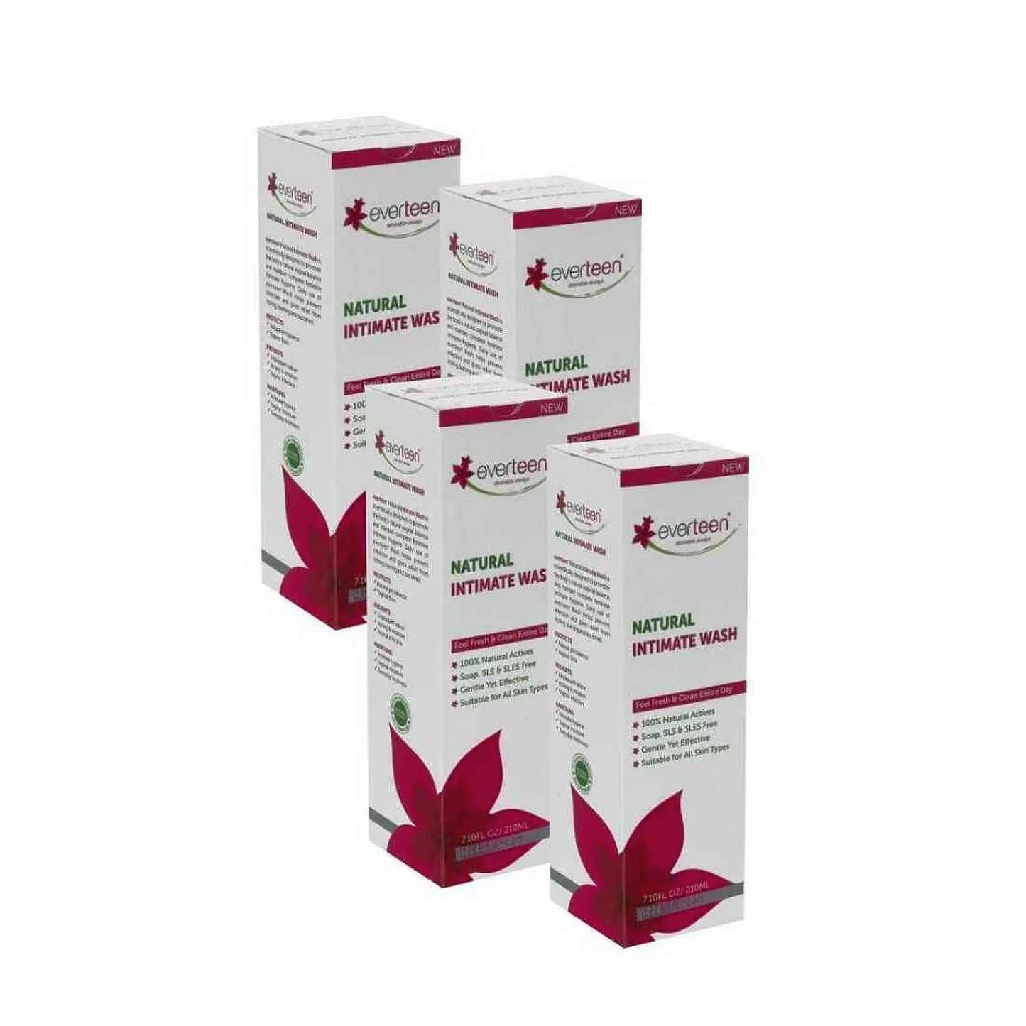 everteen Natural Intimate Wash for Feminine Hygiene in Women - 4x210ml Pack