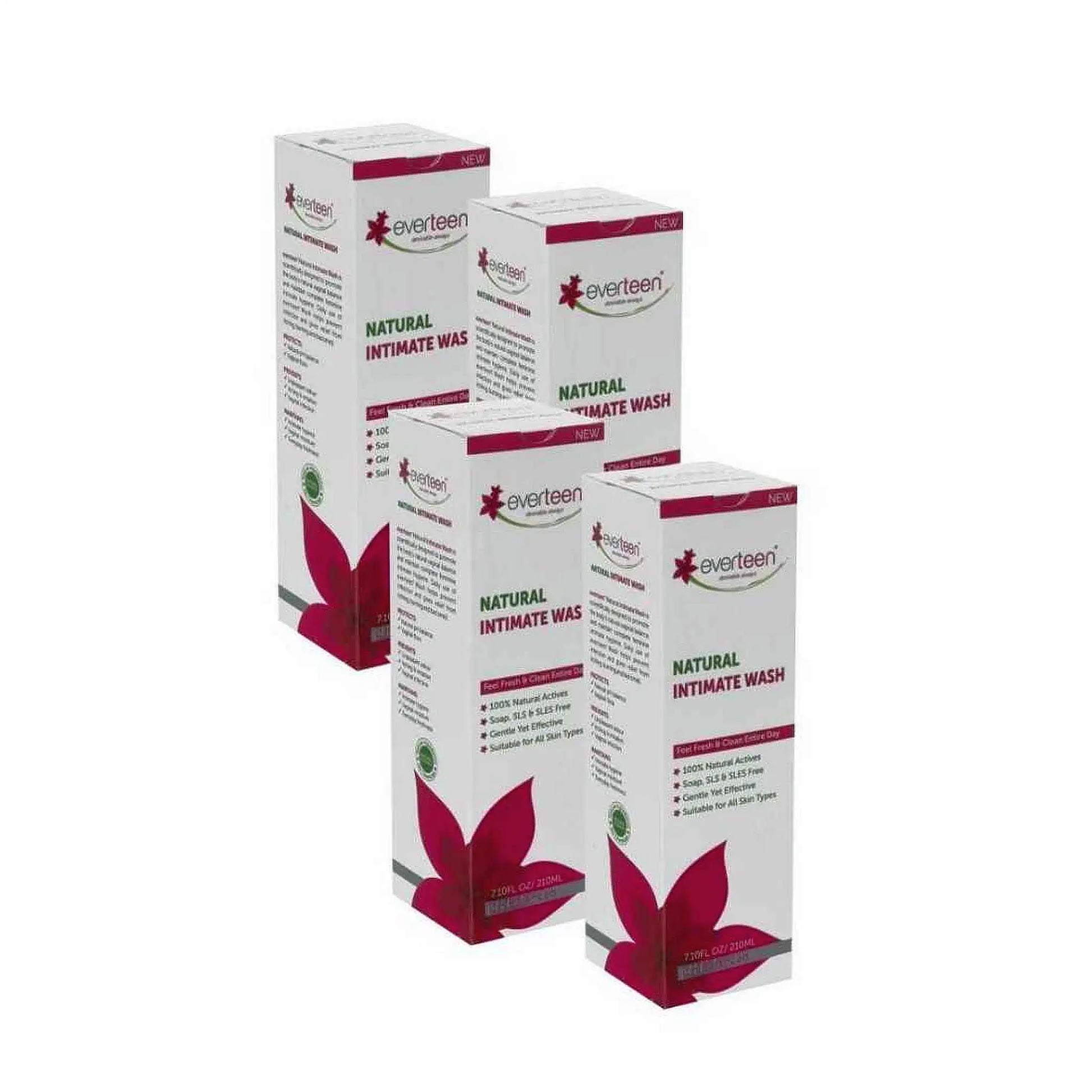 everteen Natural Intimate Wash for Feminine Hygiene in Women - 4x210ml Pack