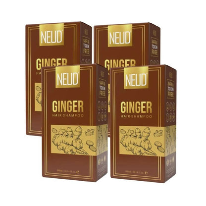 NEUD Ginger Shampoo 4x300ml – Natural Hair Color Support with Ginger and Aloe Vera Extract