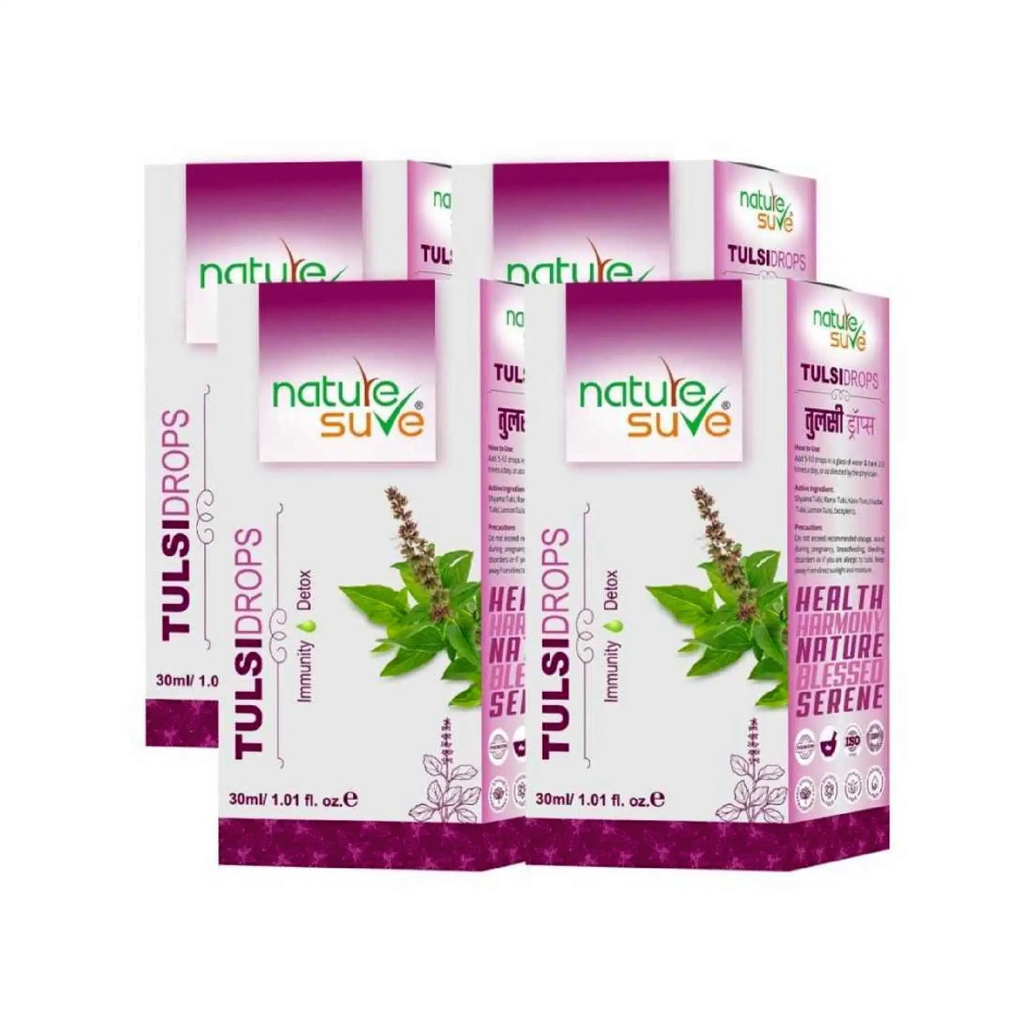 Nature Sure Holy Basil Tulsi Drops - 4x30ml Pack