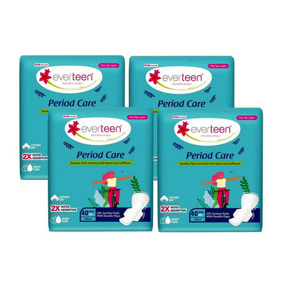 everteen Period Care Dry XXL Sanitary Pads with Double Flaps, Neem and Safflower - 4x40 Pads