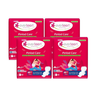 everteen Period Care Soft XXL Sanitary Pads with Neem and Safflower - 4 Packs, 40 Pads Each