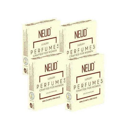NEUD Luxury Pocket Perfume Gift Set for Women - 4x4x10ml Pack - Long Lasting Eau de Parfum