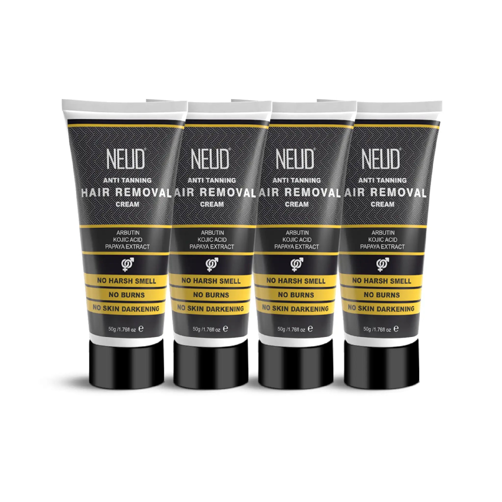 NEUD Anti-Tanning Hair Removal Cream 4x50g – Kojic Acid, Arbutin and Papaya