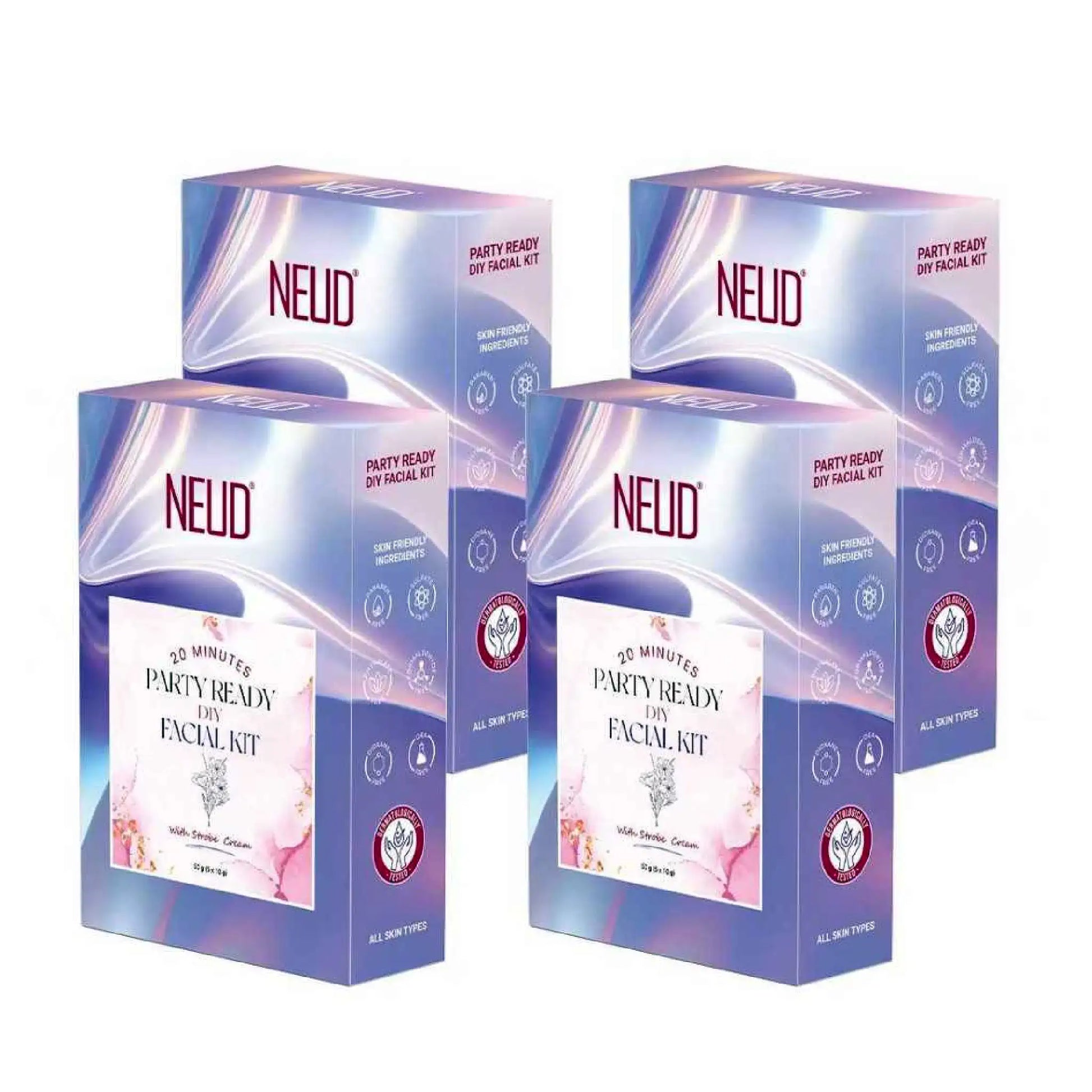 NEUD Party-Ready DIY Facial Kit with Strobe Cream 4x50g – 5-Step DIY Facial
