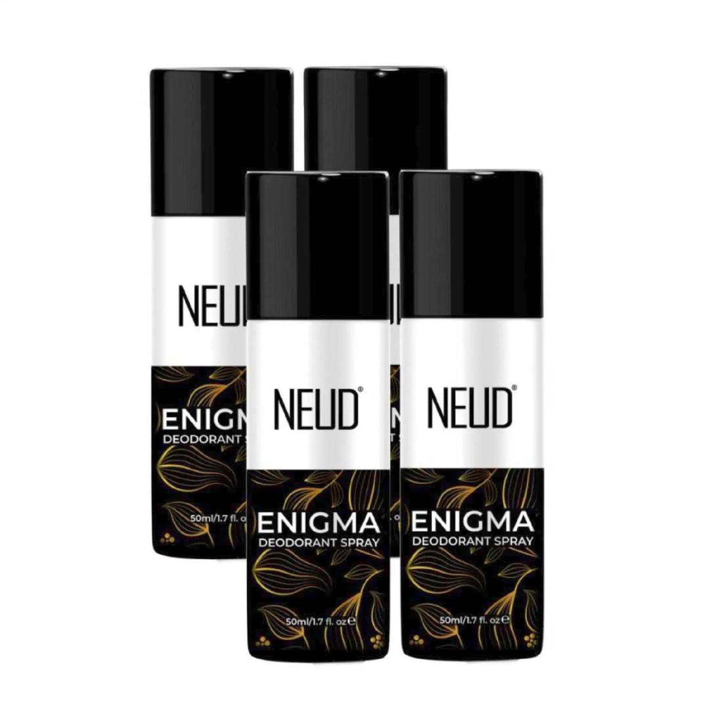NEUD ENIGMA Unisex Deodorant Perfumed Body Spray for 24-Hour Odor Protection - 4x50ml Pack