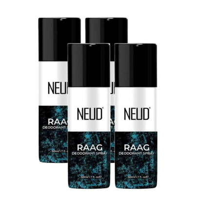 NEUD RAAG Unisex Deodorant Perfumed Body Spray for 24-Hour Odor Protection - 4x50ml Pack 