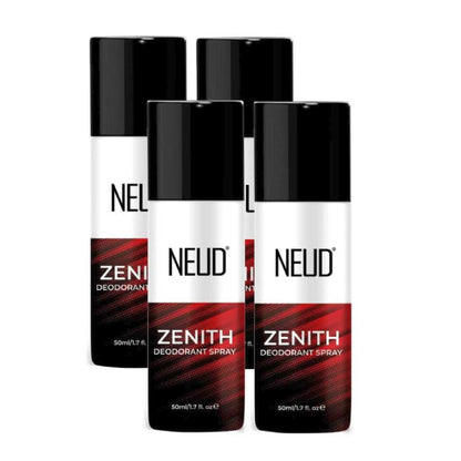 NEUD ZENITH Unisex Deodorant Perfumed Body Spray For 24-Hour Odor Protection - 4x50ml Pack