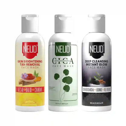 Buy 3 x 100ml Combo of NEUD Cica Face Wash, Skin Brightening Face Wash and Deep Cleansing Face Wash Directly From Company - everteen-neud.com