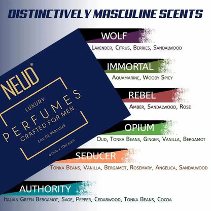 Each Pack of NEUD Luxury Perfumes Set for Men Contains Six 10ml Vials - everteen-neud.com