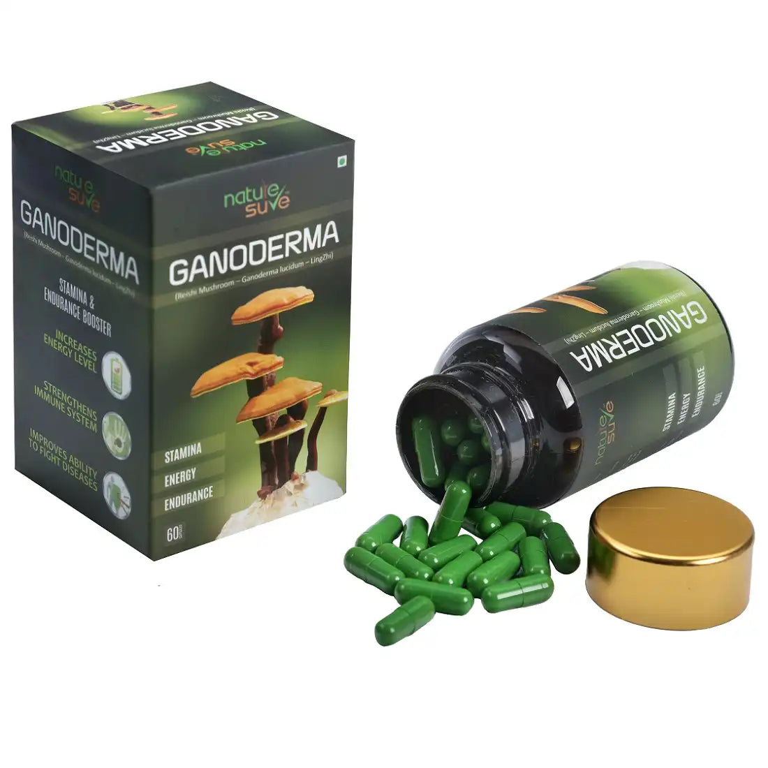 Every Pack Contains 60 Capsules of Nature Sure Ganoderma LingZhi Reishi Mushroom - everteen-neud.com