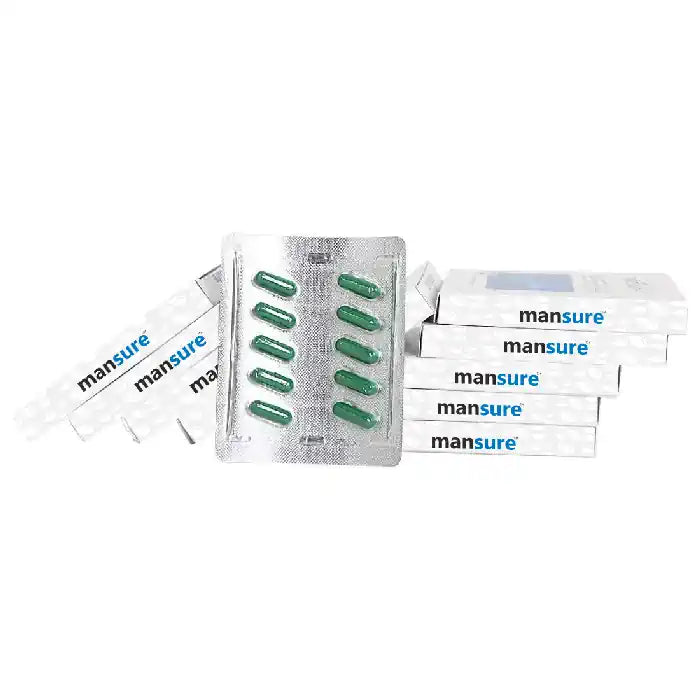 Every Box of ManSure Ayurvedic Reproductive Support Supplement for Men Contains 10 Strips of 10 Capsules Each - everteen-neud.com