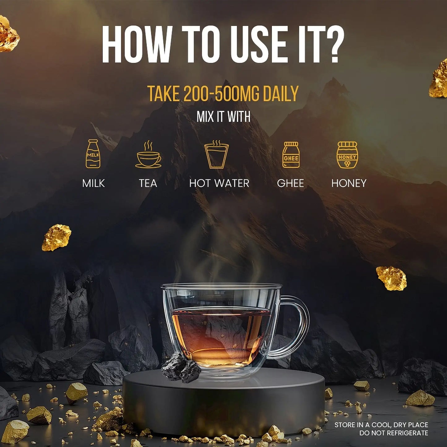 ManSure Shilajit Gold Power Resin – Mix with Milk, Tea, Coffee, Ghee or Honey Daily