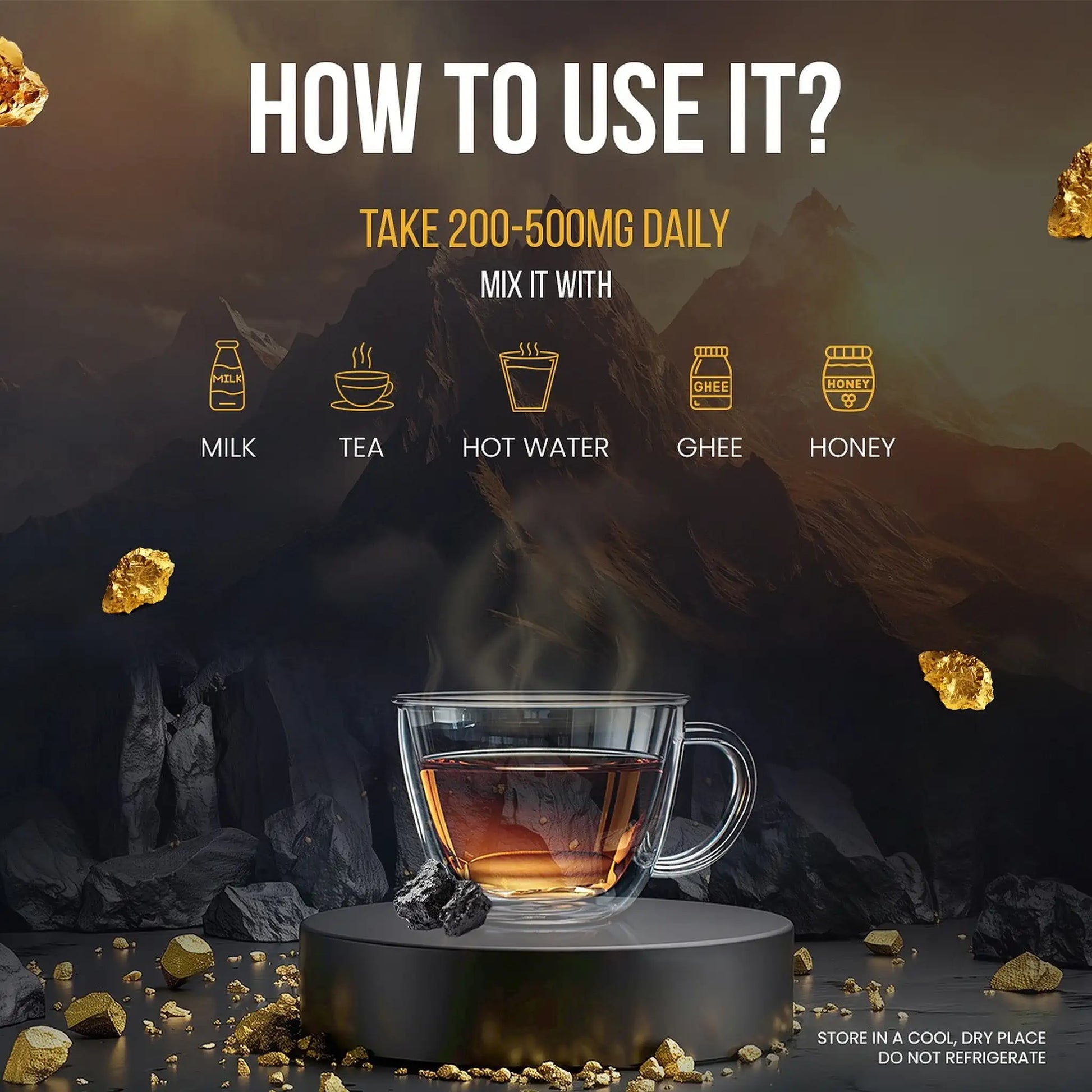 ManSure Shilajit Gold Power Resin – Mix with Milk, Tea, Coffee, Ghee or Honey Daily