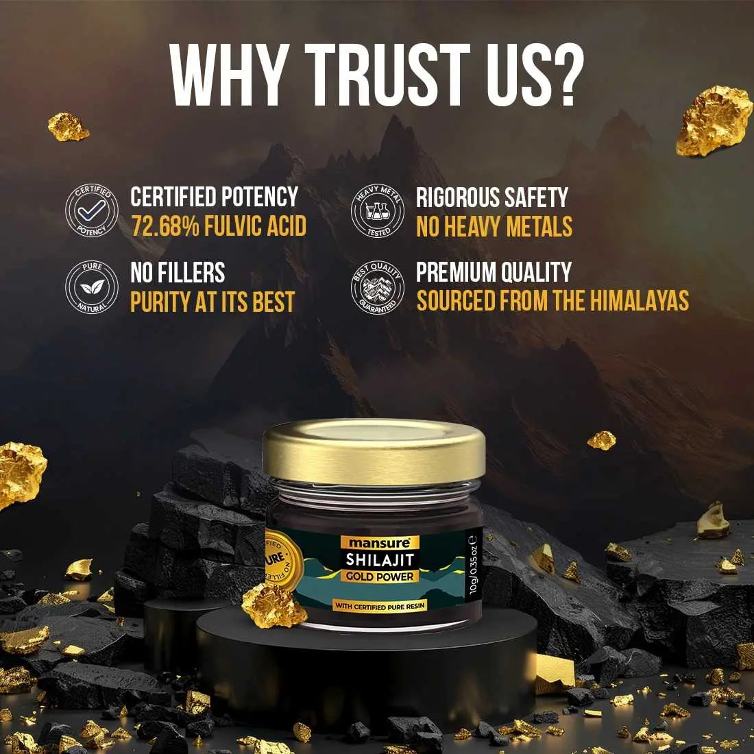 Sourced from Himalaya, ManSure Shilajit Gold Power With Swarna Bhasma and Fulvic Acid Gives You Certified Potency, Purity and No Heavy Metals - everteen-neud-com