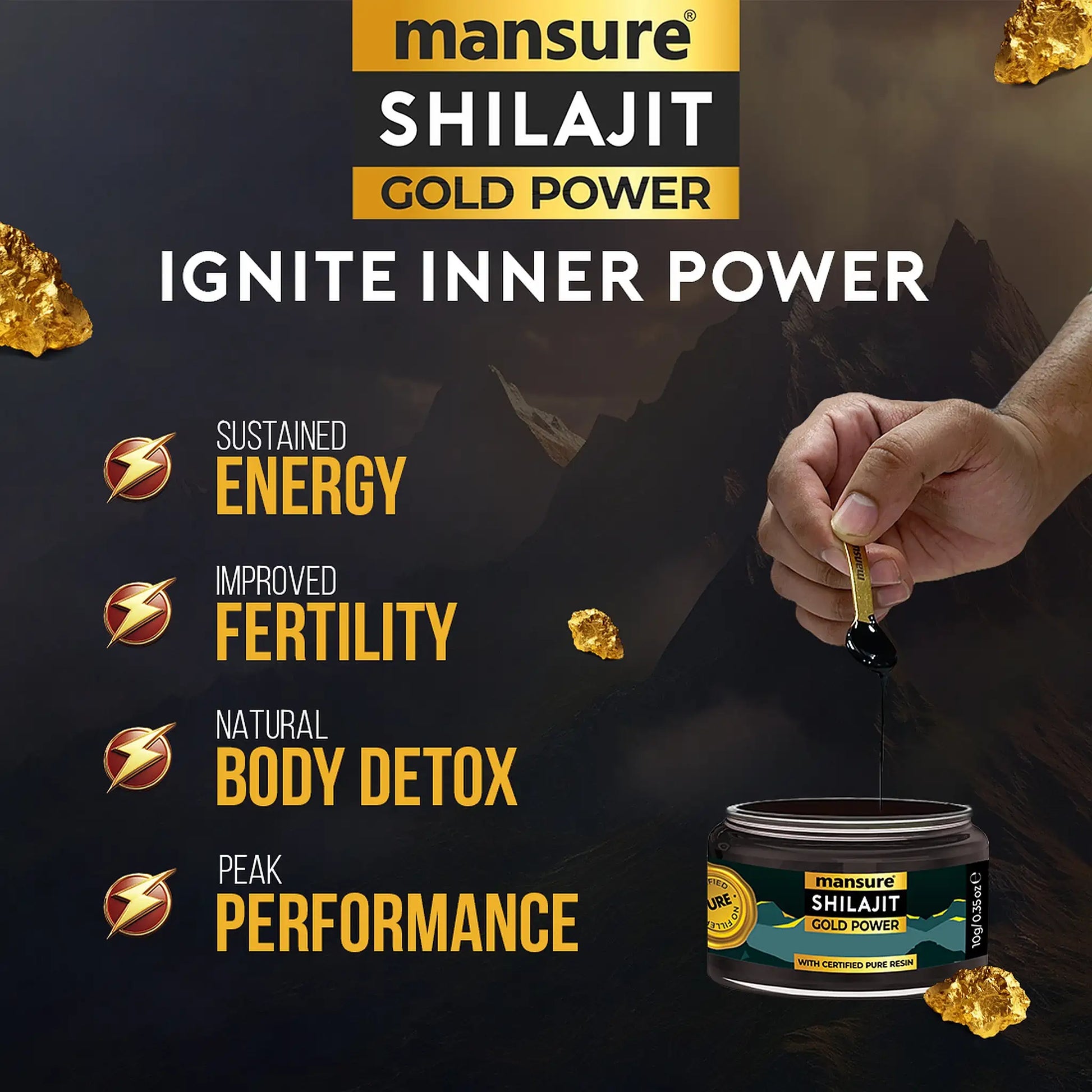 ManSure Shilajit Gold Power Resin – Supports Sustained Energy and Male Vitality
