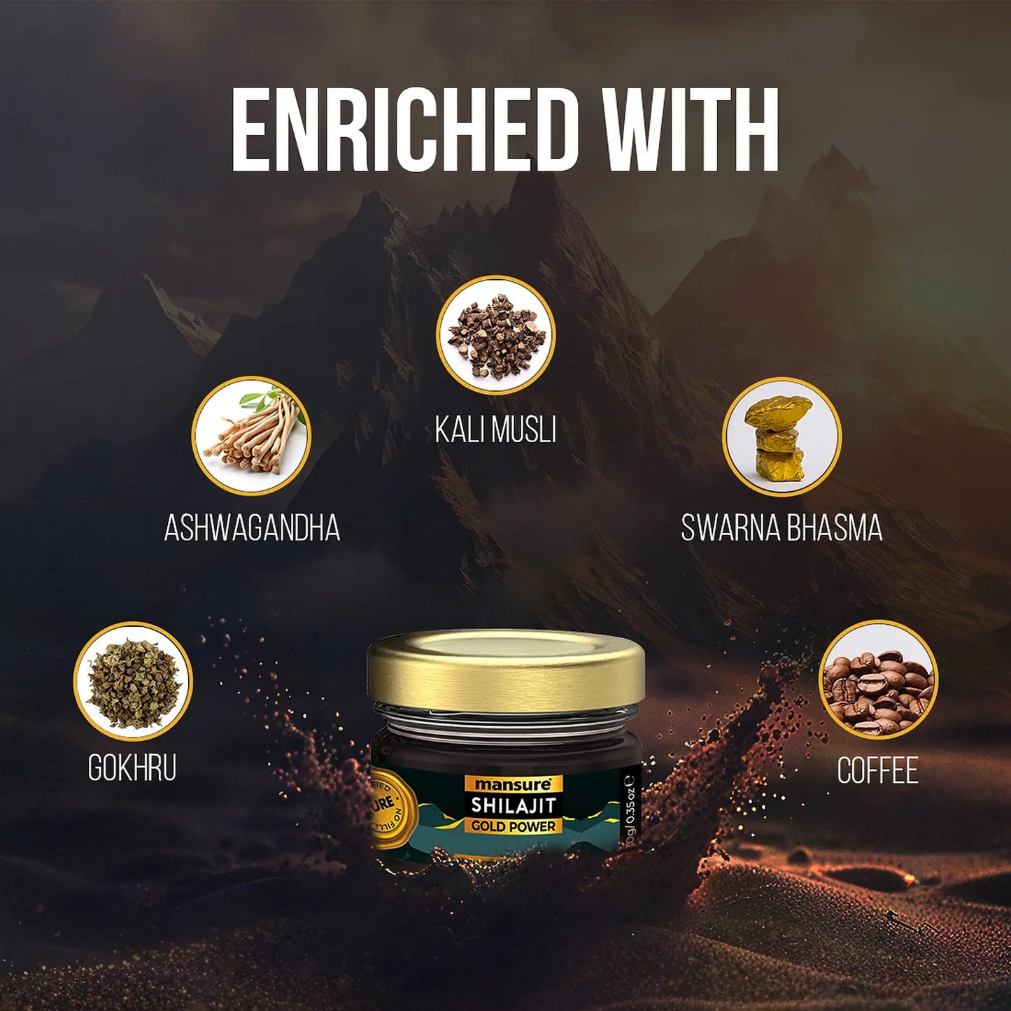 ManSure Shilajit Gold Power Resin – Swarna Bhasma, Ashwagandha, Kali Musli, Gokhru and Coffee