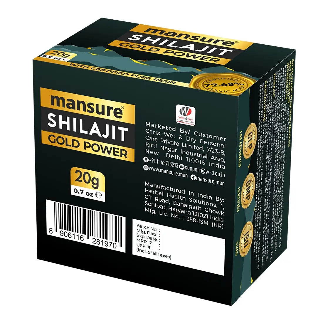 ManSure Shilajit Gold Power 20g With 72.68% Fulvic Acid is Shipped Worldwide - everteen-neud-com