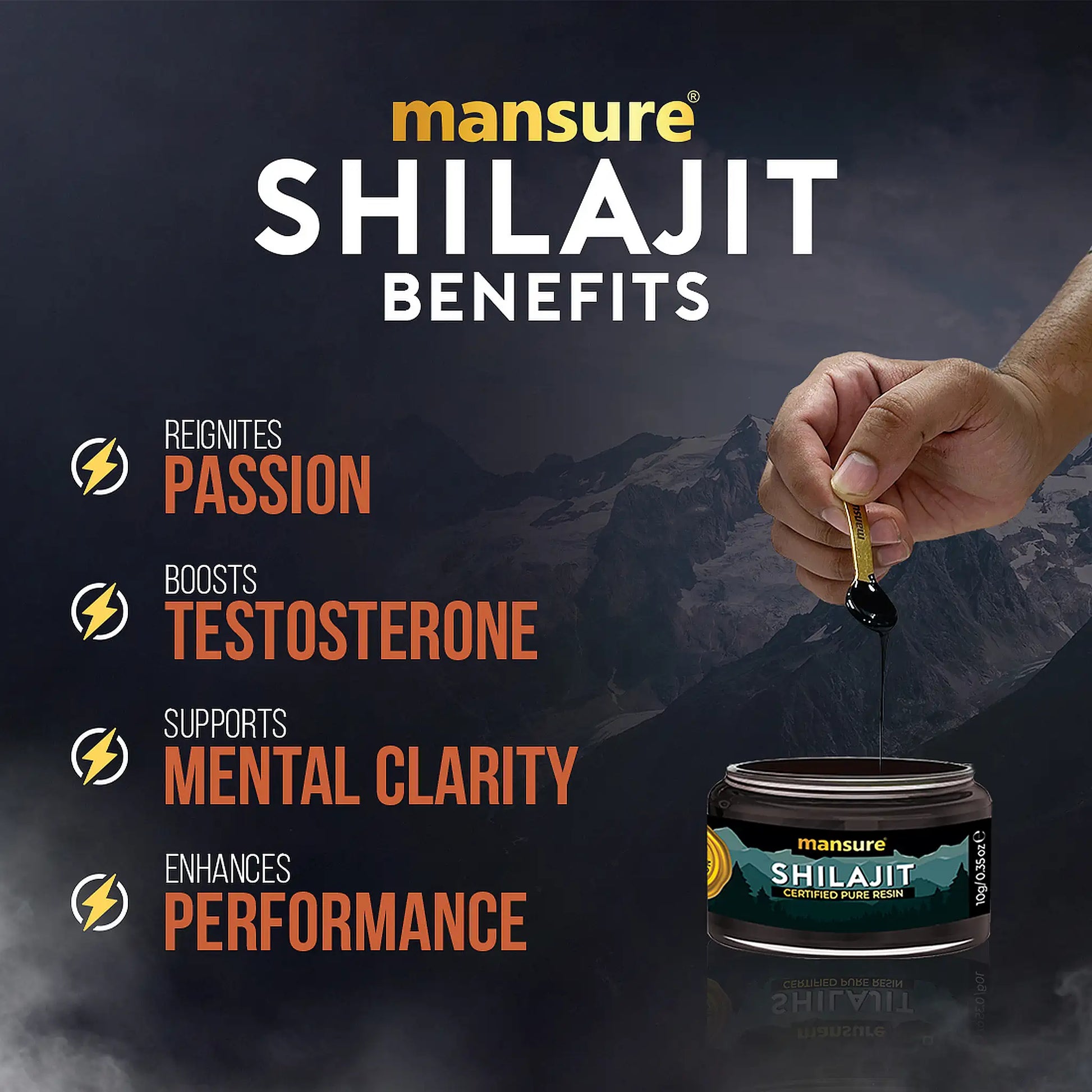 ManSure Shilajit Pure Resin – Supports Testosterone, Vitality and Performance in Men