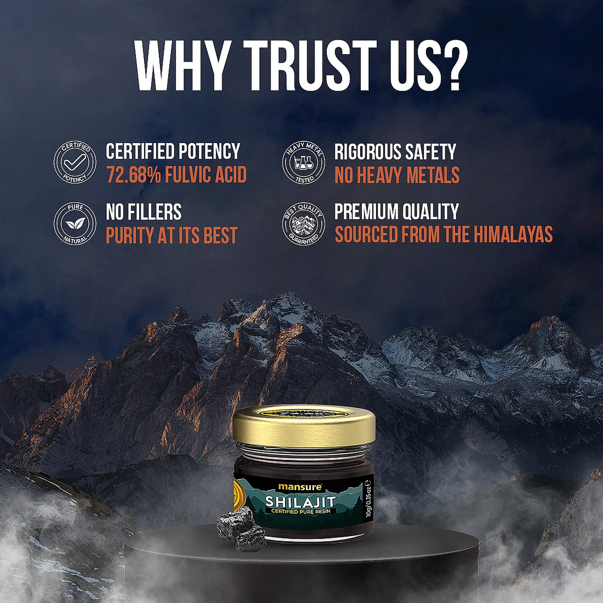 ManSure Shilajit Pure Resin – 72.68% Fulvic Acid, No Heavy Metals or Fillers