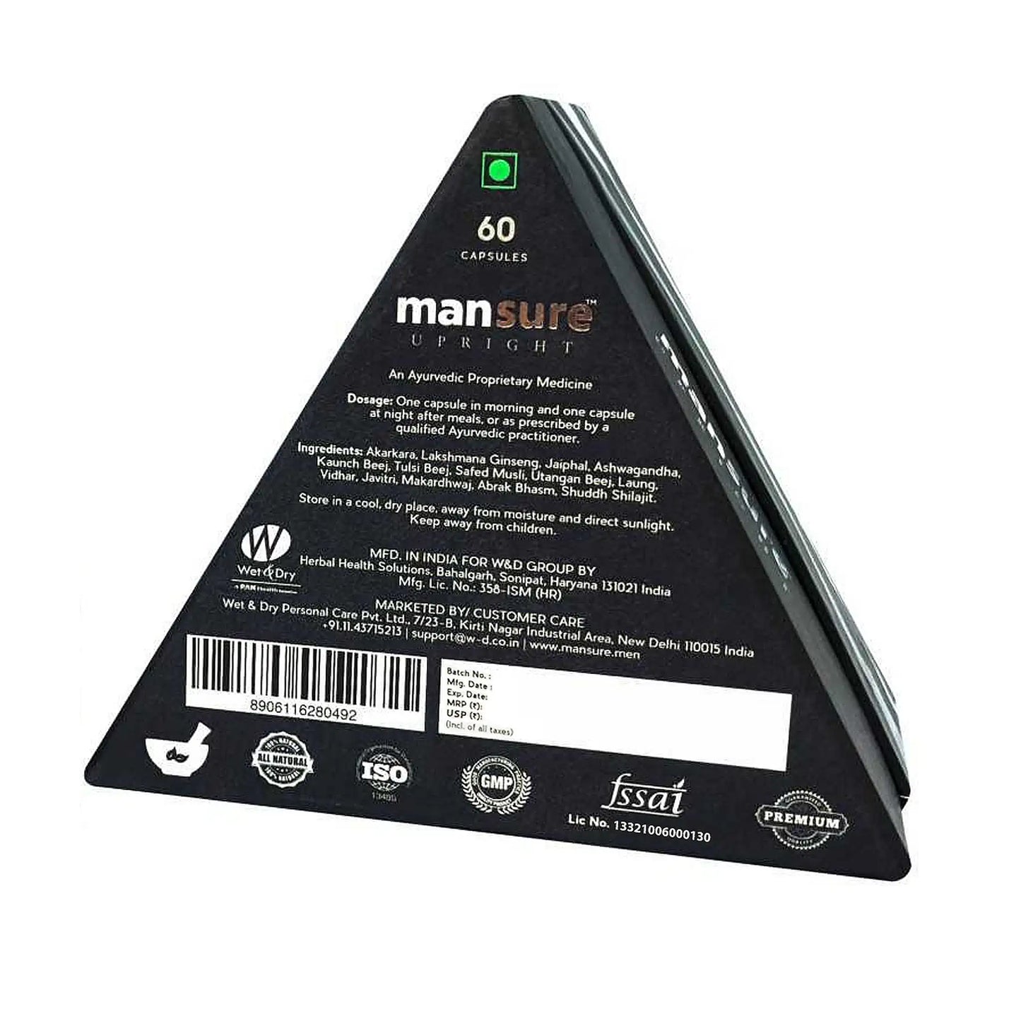 ManSure UPRIGHT 60 Capsules – Ships Worldwide from India