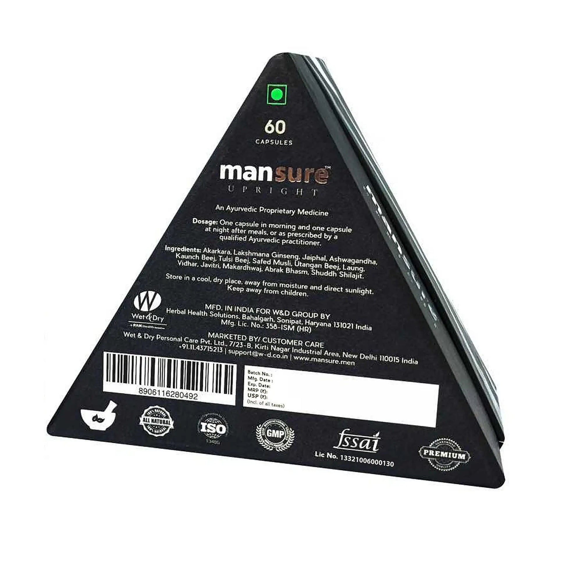 ManSure UPRIGHT 60 Capsules – Ships Worldwide from India