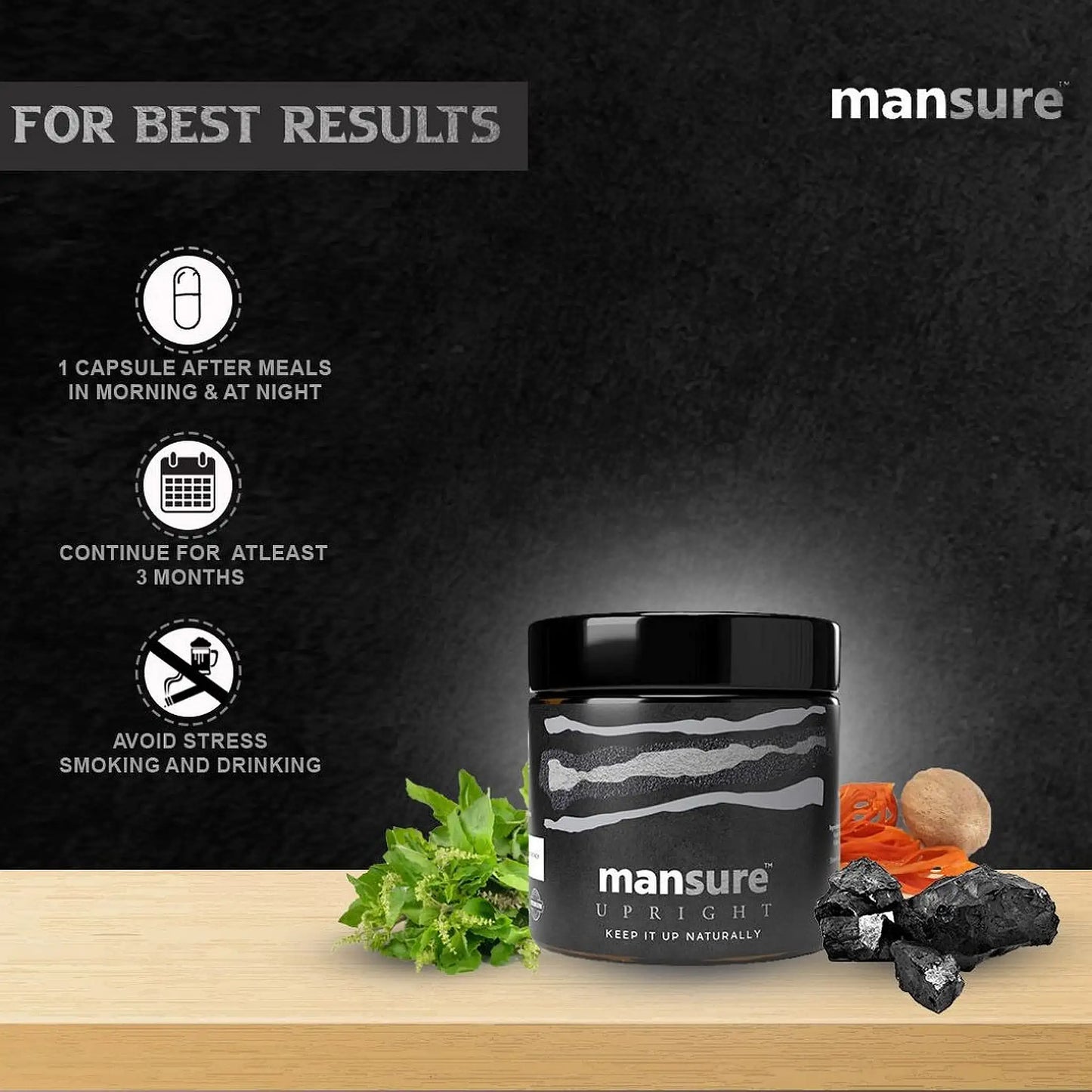 ManSure UPRIGHT 60 Capsules – Take 1 Capsule in Morning and 1 Capsule at Night