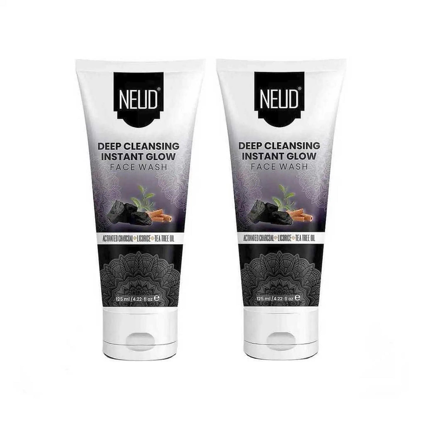 NEUD Deep Cleansing Instant Glow Face Wash With Activated Charcoal - 2x125ml Pack