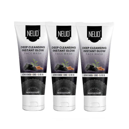 NEUD Deep Cleansing Instant Glow Face Wash With Activated Charcoal - 3x125ml Pack