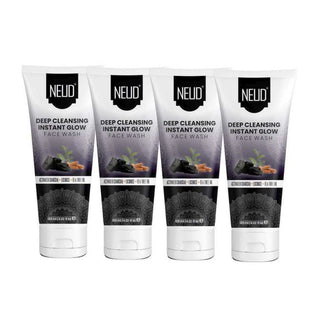 NEUD Deep Cleansing Instant Glow Face Wash With Activated Charcoal - 4x125ml Pack