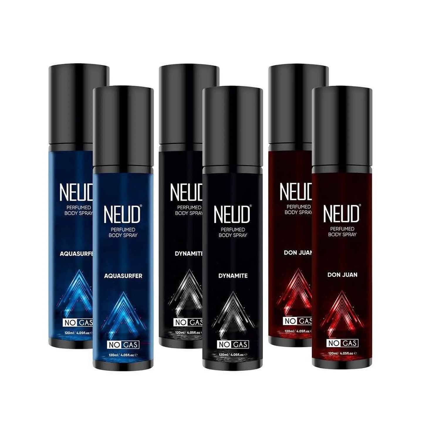 NEUD Perfumed Body Sprays 2 Sets of 3x120ml – Aquasurfer, Dynamite and Don Juan