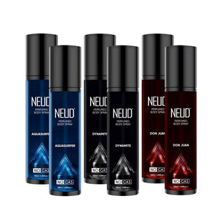 NEUD Perfumed Body Sprays 2 Sets of 3x120ml – Aquasurfer, Dynamite and Don Juan