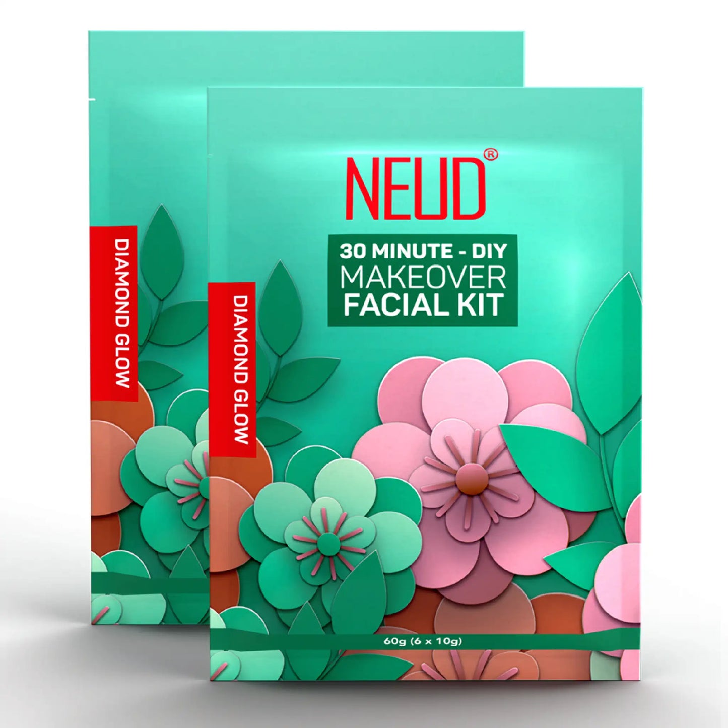 NEUD 6-Step DIY Makeover Facial Kit 2x60g – Cleanse, Scrub, Massage, Mask, Serum and Sunscreen