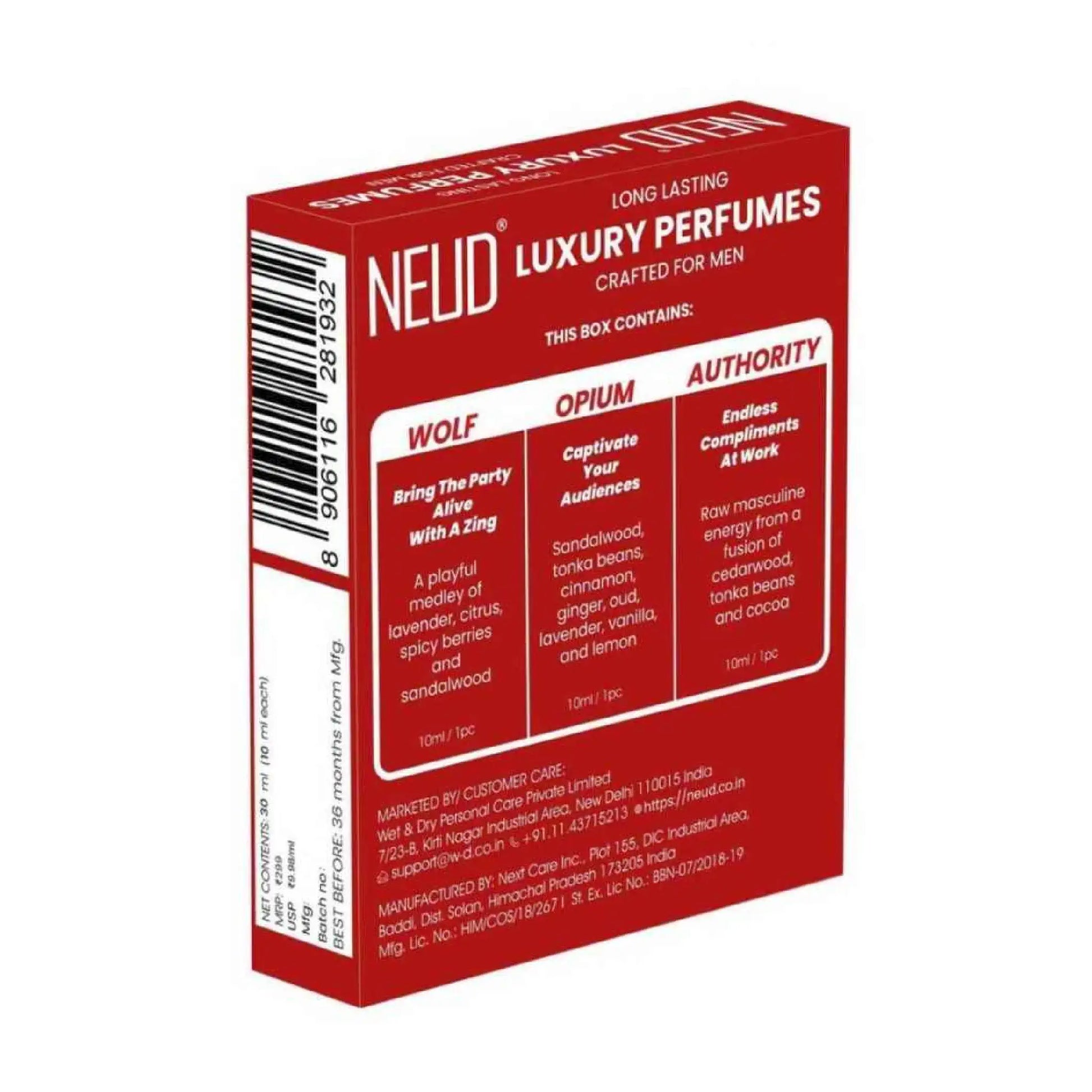 NEUD 3x10ml Luxury Pocket Perfumes Gift Set For Men - Shipped Worldwide From India