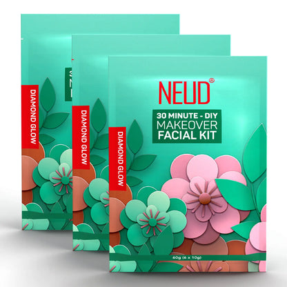 NEUD 6-Step DIY Makeover Facial Kit 3x60g – Cleanse, Scrub, Massage, Mask, Serum and Sunscreen