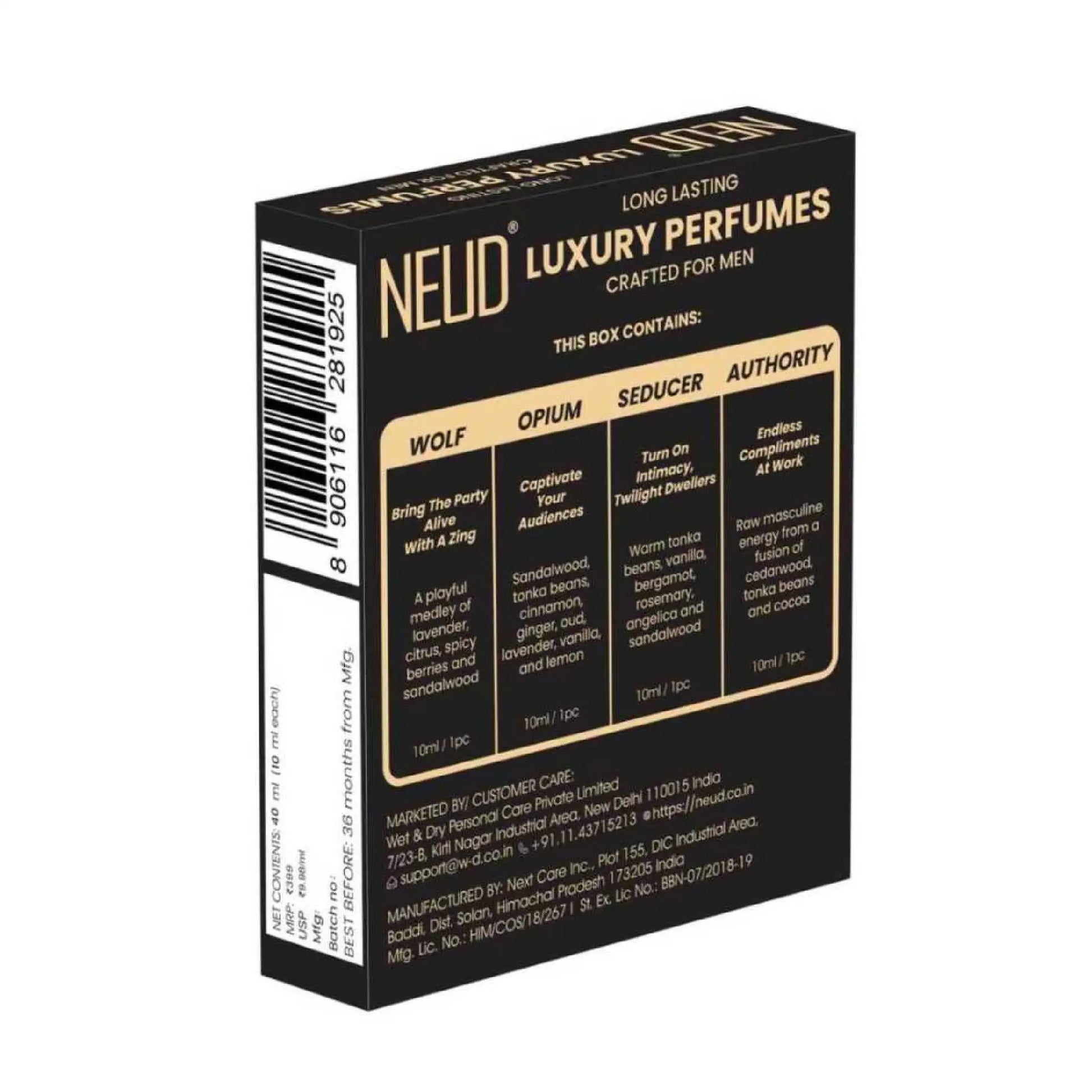 NEUD Luxury Pocket Perfumes 4x10ml Gift Set for Men – Ships Worldwide from India