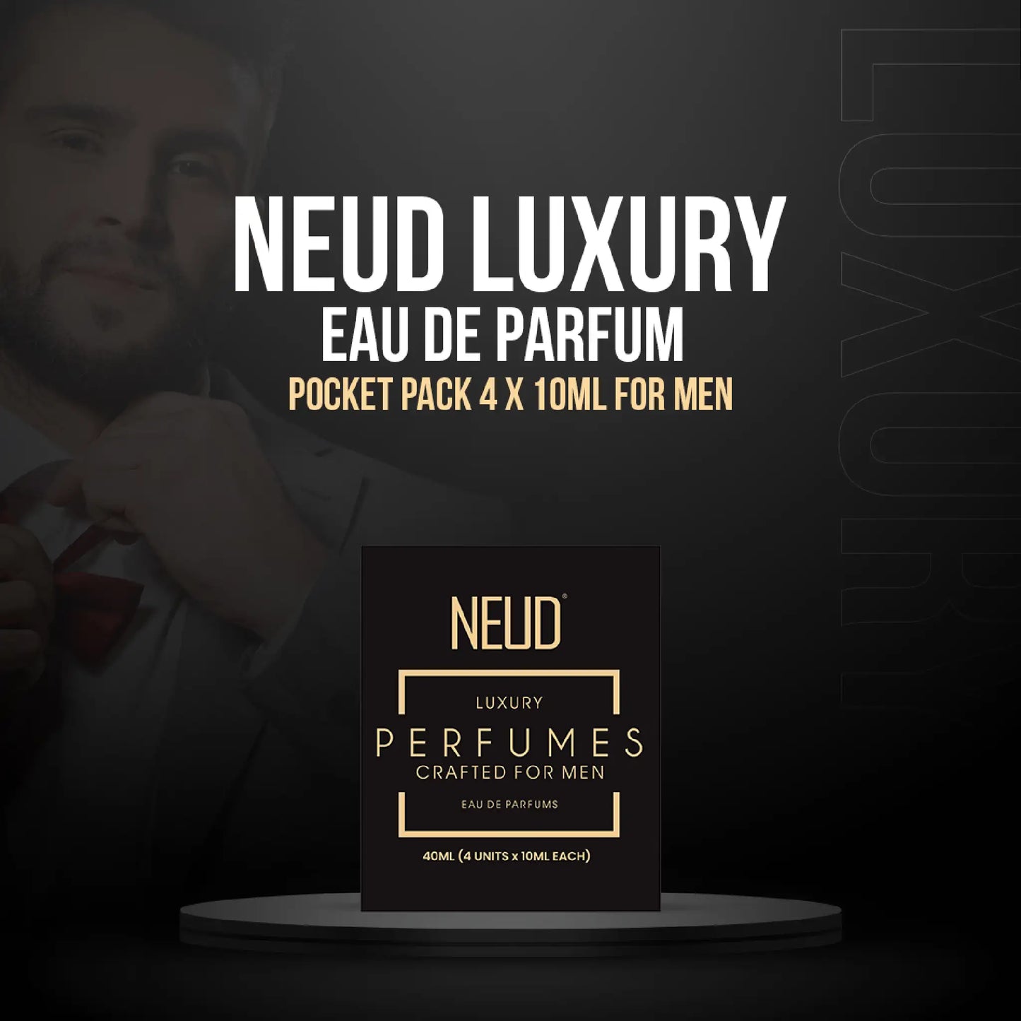 NEUD Luxury Pocket Perfumes for Men 4x10ml – Citrus, Lavender, Cedarwood and Vanilla EDP
