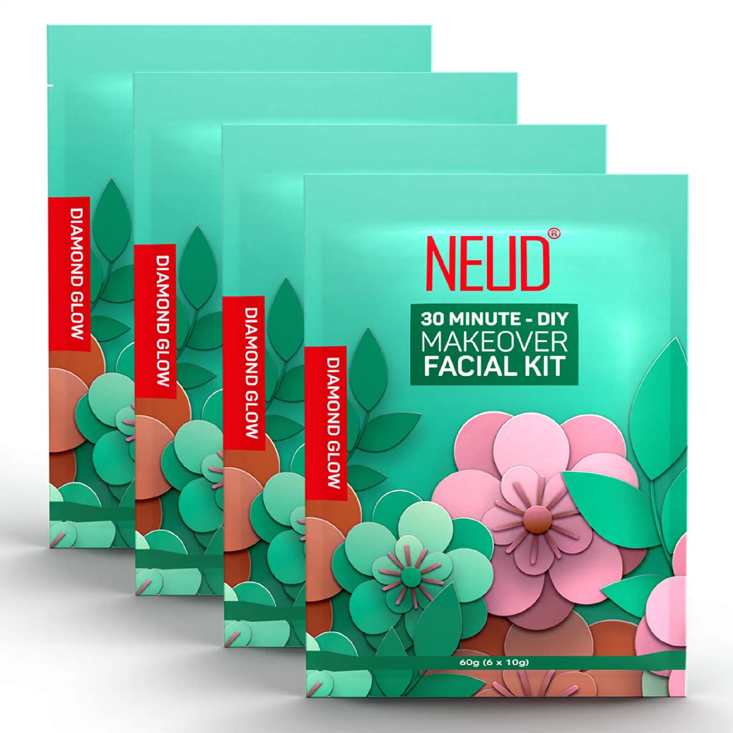 NEUD 6-Step DIY Makeover Facial Kit 4x60g – Cleanse, Scrub, Massage, Mask, Serum and Sunscreen