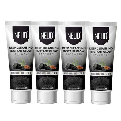 NEUD Deep Cleansing Instant Glow Face Wash With Activated Charcoal - 4x70ml Pack