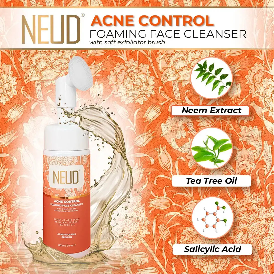 NEUD Acne Control Foaming Face Cleanser Is Enriched With Salicylic Acid, Neem and Tea Tree Oil - everteen-neud.com