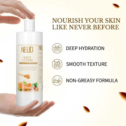 NEUD Body Lotion with Honey, Almond and Tulsi - Non-Greasy Formula For Deep Hydration And Smooth Skin Texture