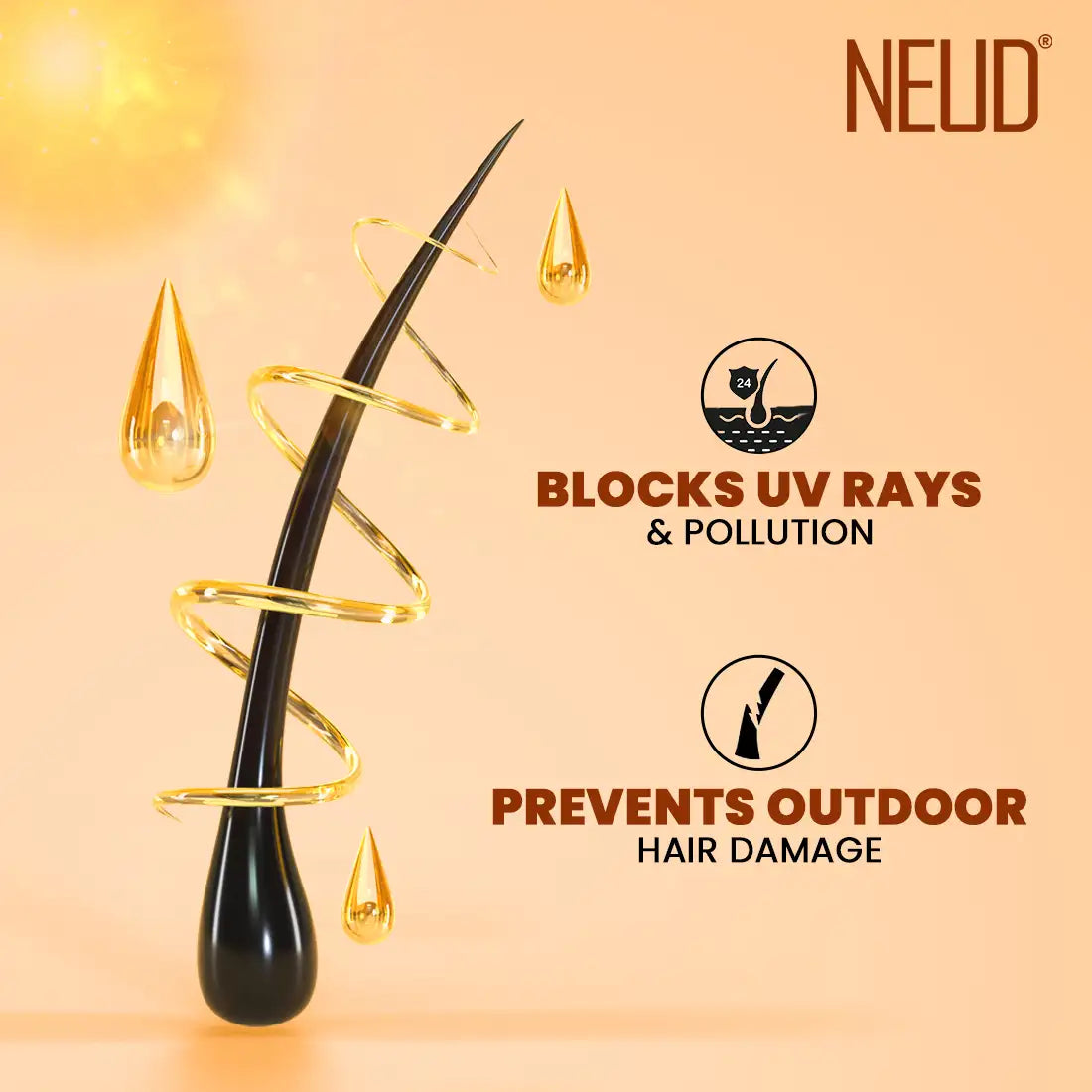 NEUD Carrot Seed Hair Oil Helps Block UV Rays and Pollution To Prevent Outdoor Hair Damage - everteen-neud.com