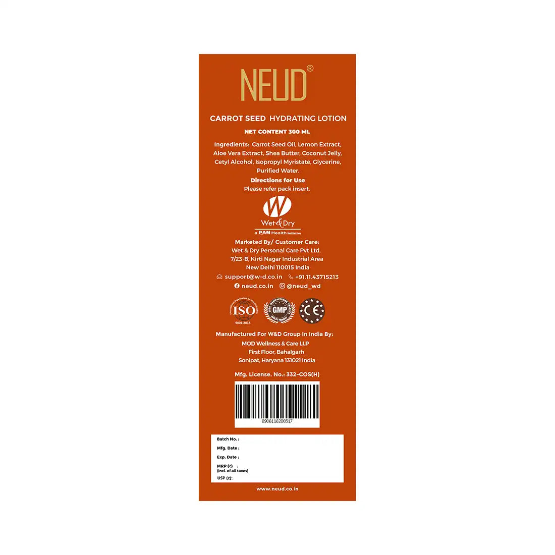 NEUD Carrot Seed Hydrating Lotion 300ml is Shipped Worldwide - everteen-neud.com