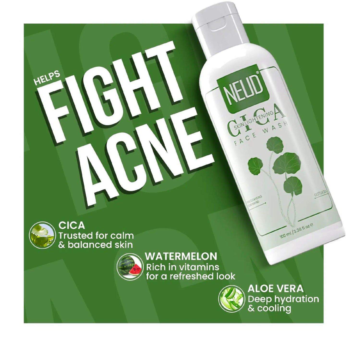 NEUD Cica Face Wash 100ml – With Gotu Kola, Watermelon, Aloe Vera and Vitamin E